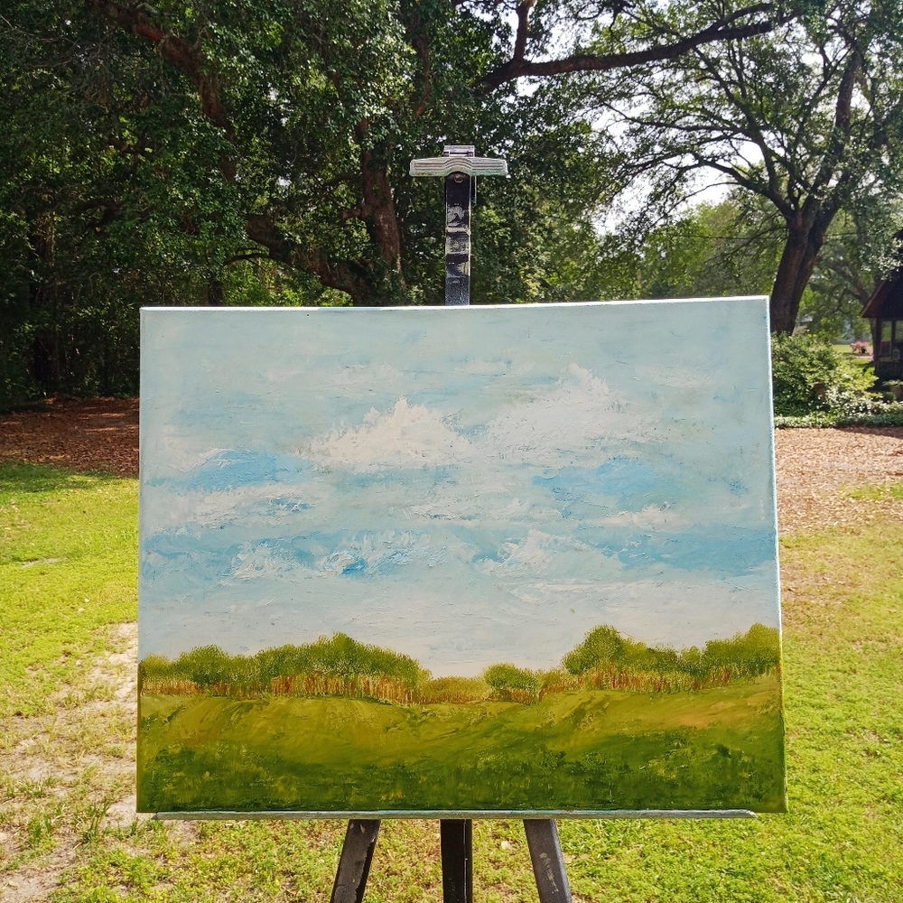 Textured oil painting landscape